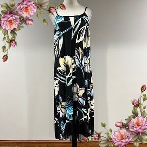 Artex Floral Black Midi Dress with straps size Xl